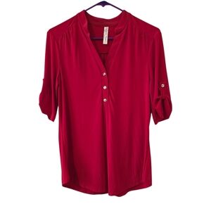 PerSeption Concept Large Red Blouse with Button Detail